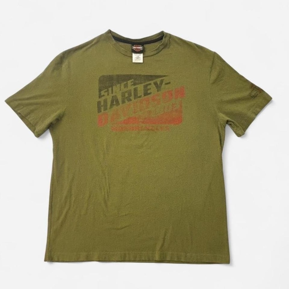Harley-Davidson Riverside CA‎ Olive Green Graphic Tee men's L 0244